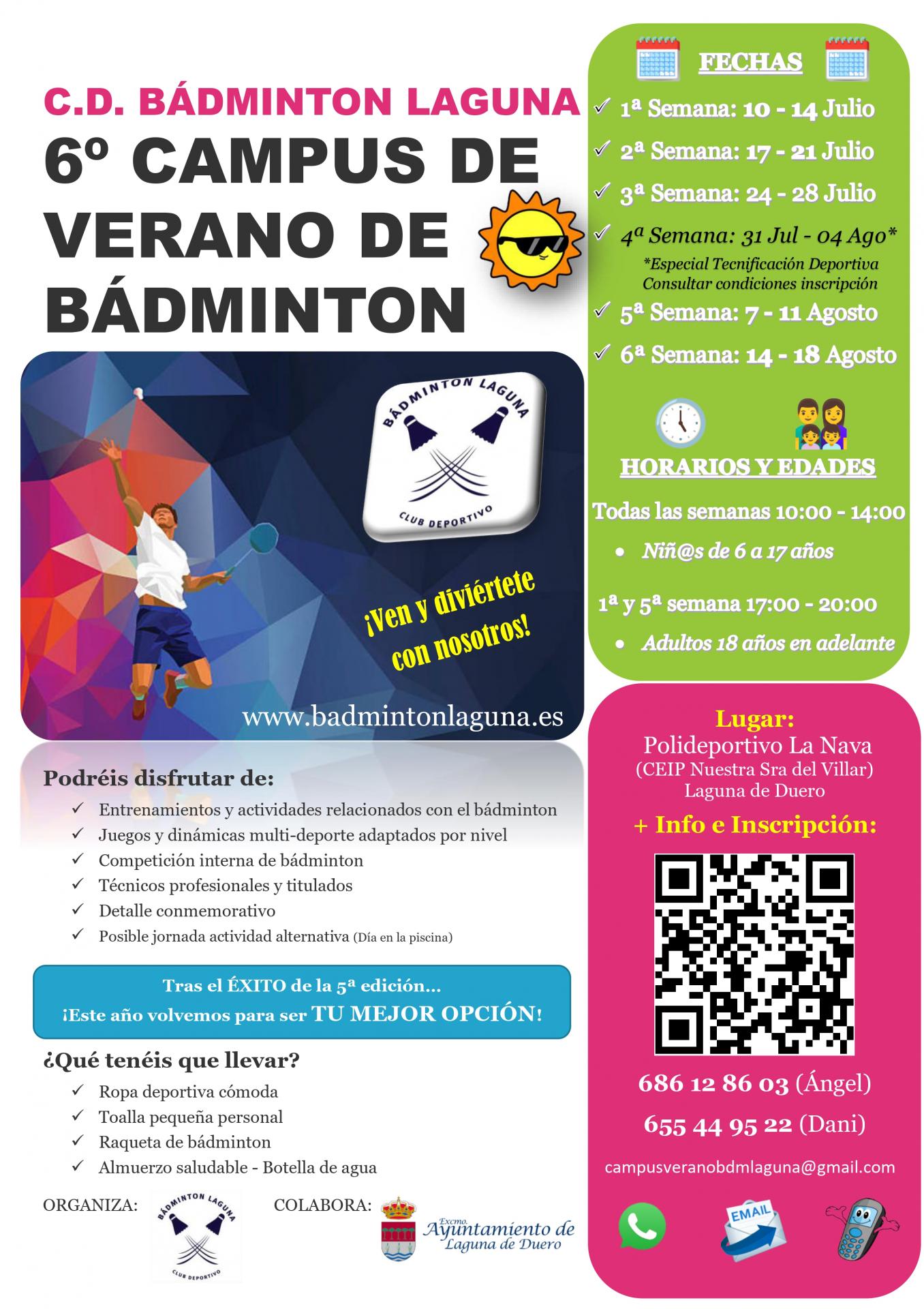 Cartel 6 campus de verano c d badminton laguna