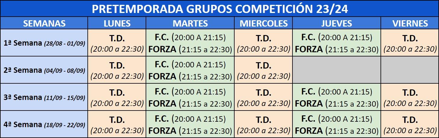 Pretemporada grupos de competicion 23 24 c d badminton laguna